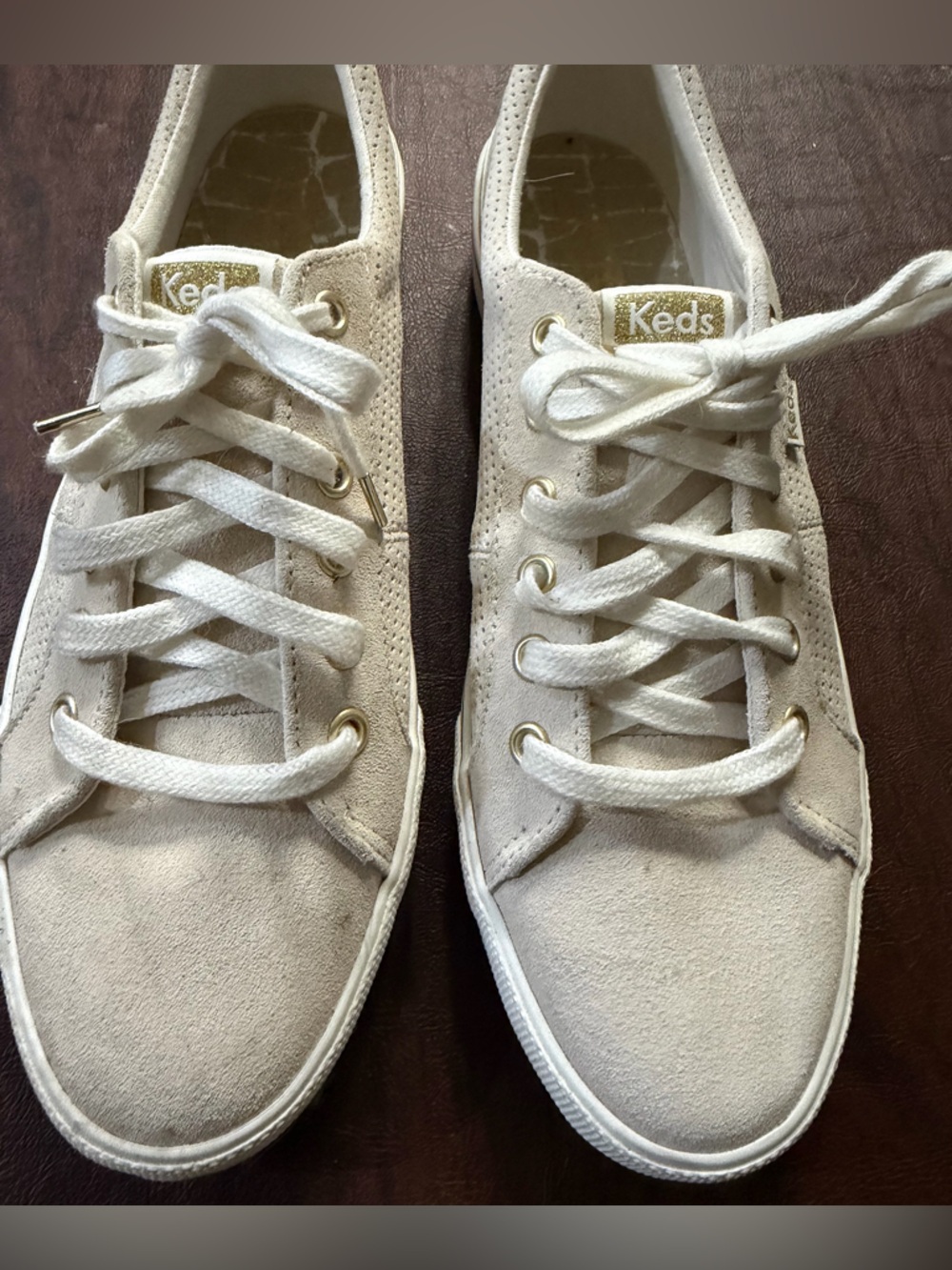 Keds Suede Low-Top Sneakers in Cream